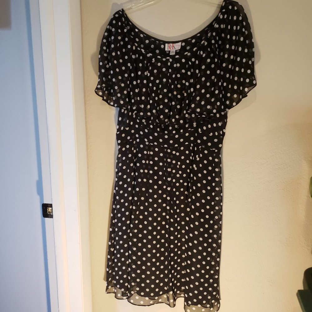 Ladies Black & White Polka Dot Dress